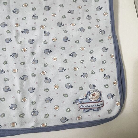 Carter's Just One Year Blue Football Baby Receiving Blanket Little Athlete Lovey - Picture 2 of 12